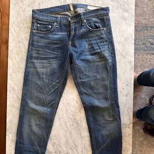 NWOT Rag & Bone - The Dre Boyfriend Cut Distressed Blue Jeans, Size 26